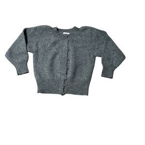 K&H 100% Wool Gray Button Front Cardigan Sweater Women’s Medium Japan Made